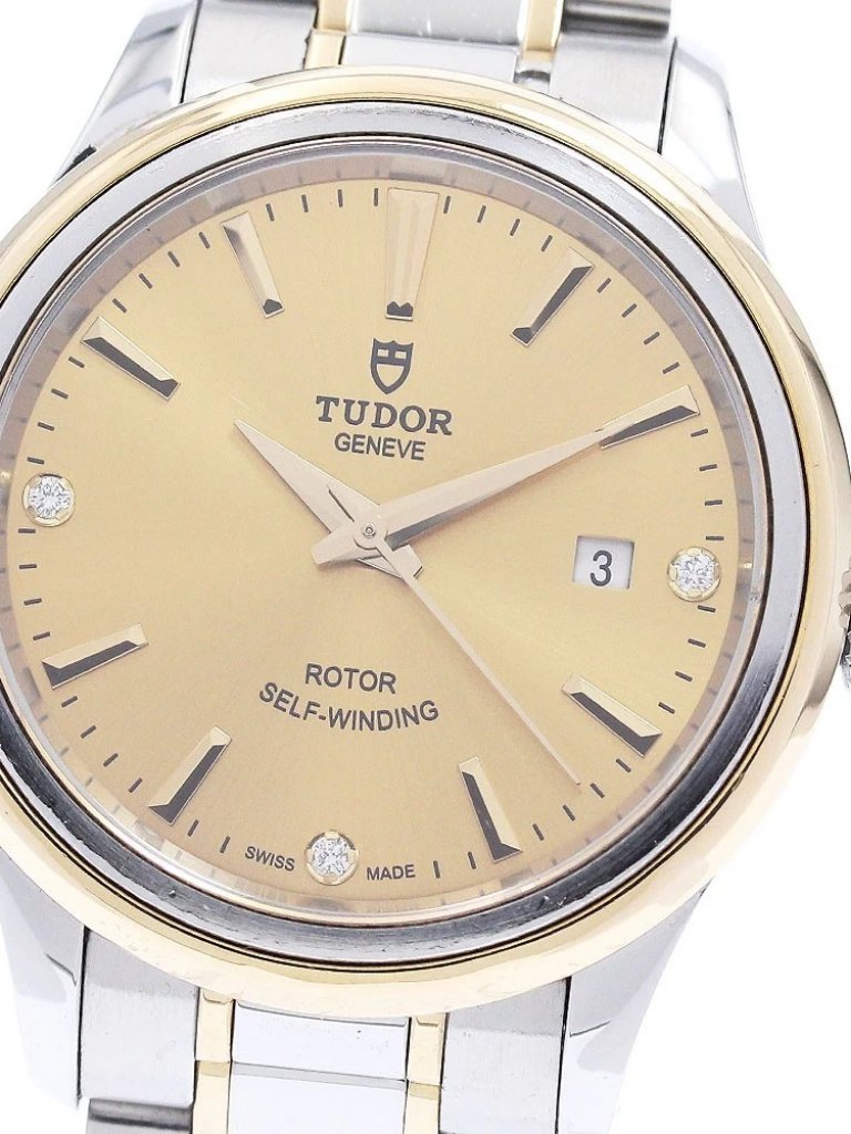 Tudor Style 12103 3p Diamond Yg2 Tone Gold Dial Automatic Ladies Watch940381